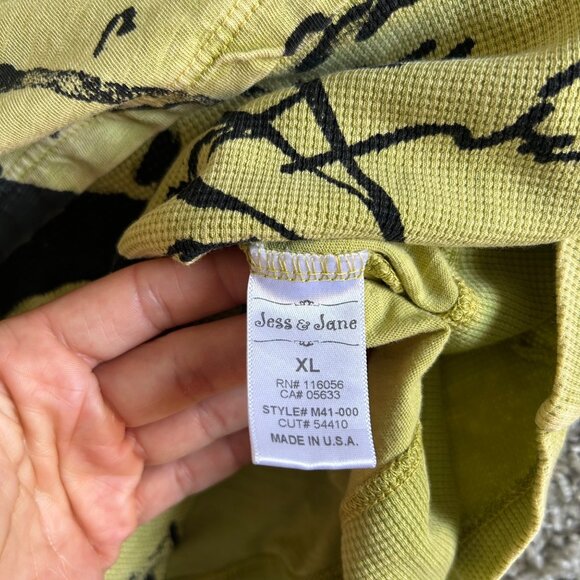 Jess & Jane Womens XL Tunic Top Yellow Abstract Print 3/4 Sleeves USA Made - Picture 5 of 10